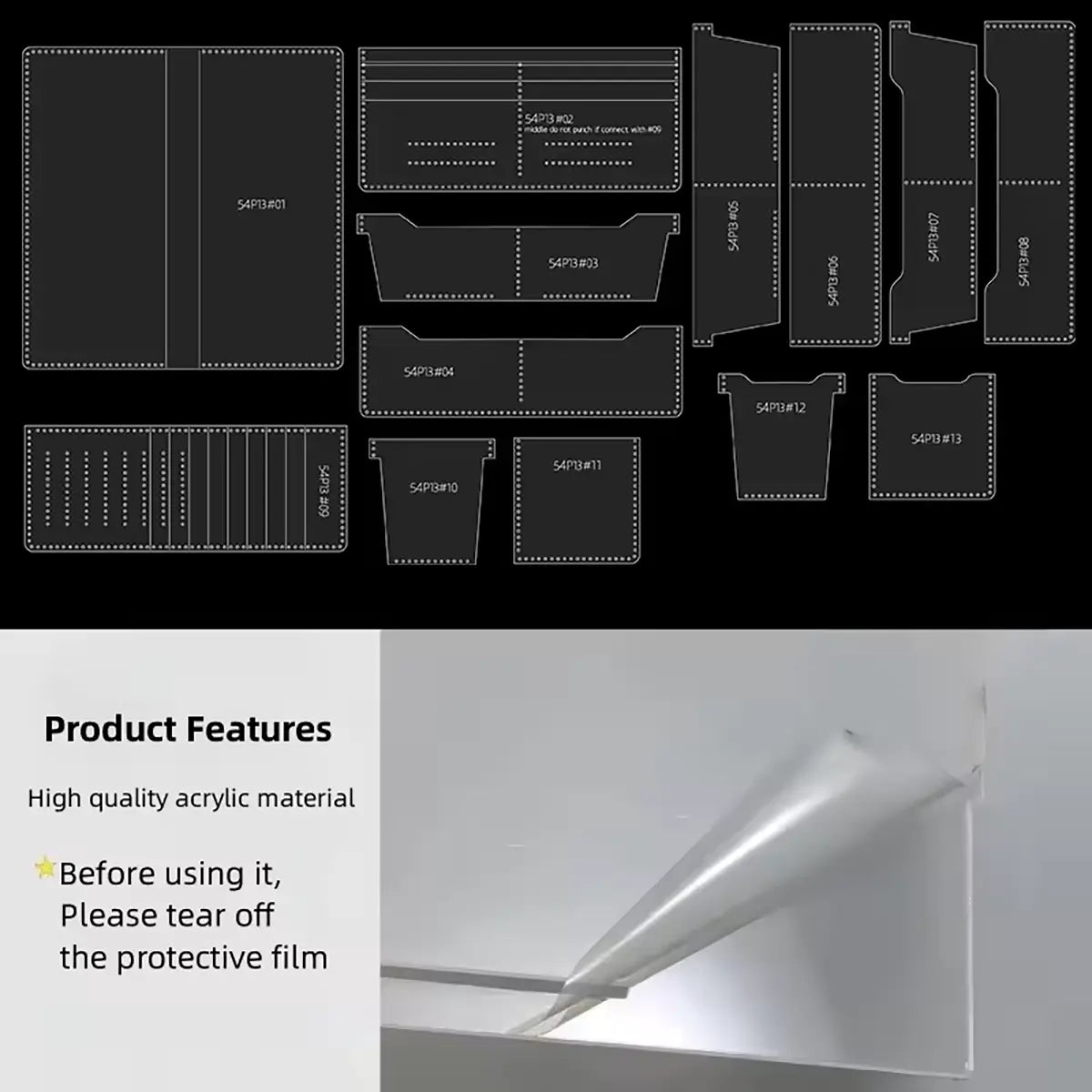 Long Wallet 13 Piece Acrylic Template Set.