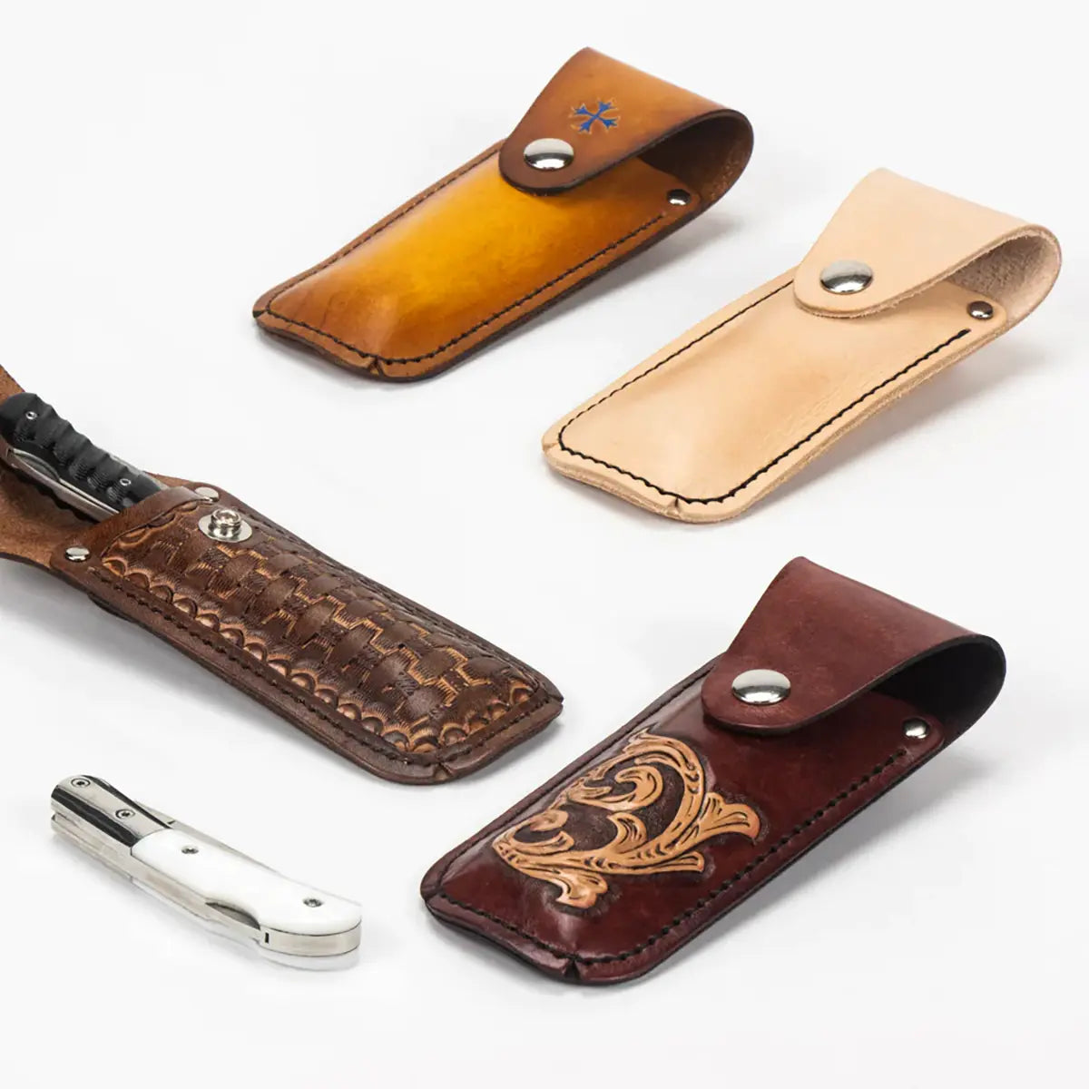 MakerAid Folding Knife Leather Pouch Kit.