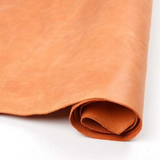 Tangerine Italian Leather 3-4oz. Made in Italy by Conceria Mastrotto.
