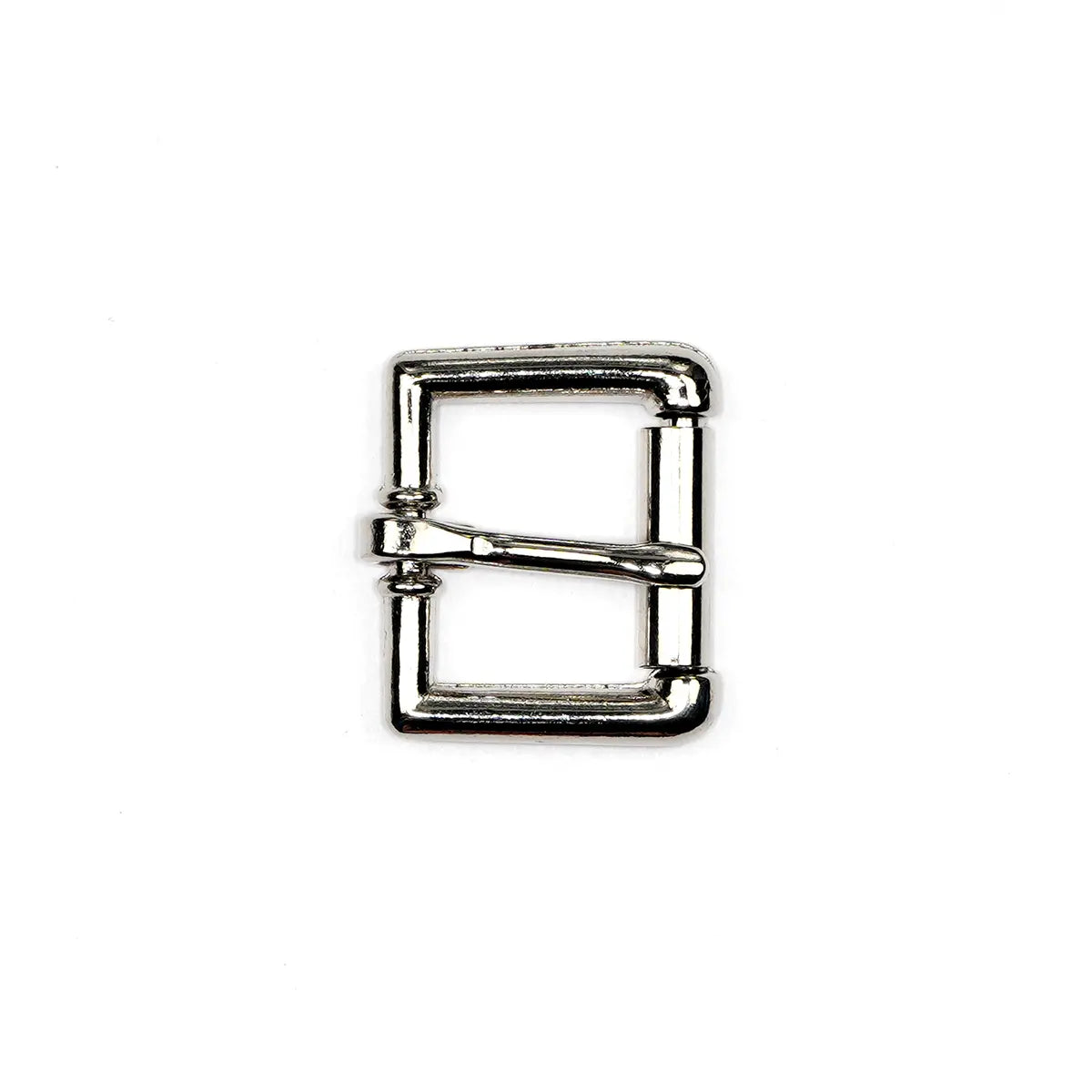 Nickel Heel Bar Roller Buckle, 3/4 Inch.