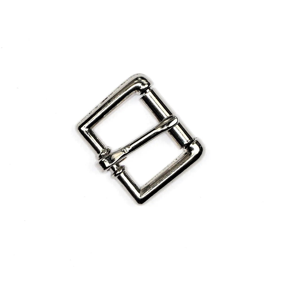 Nickel Heel Bar Roller Buckle, 3/4 Inch.