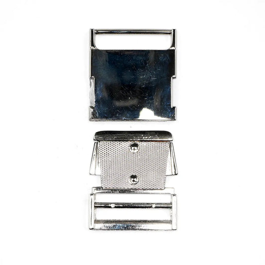 Nickel Side Squeeze Belt Buckle, 1 1/2 Inch.