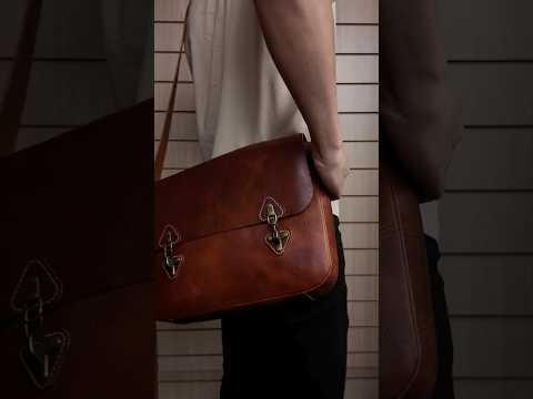 Horween Derby Leather Messenger Bag with Nautical Clasp.