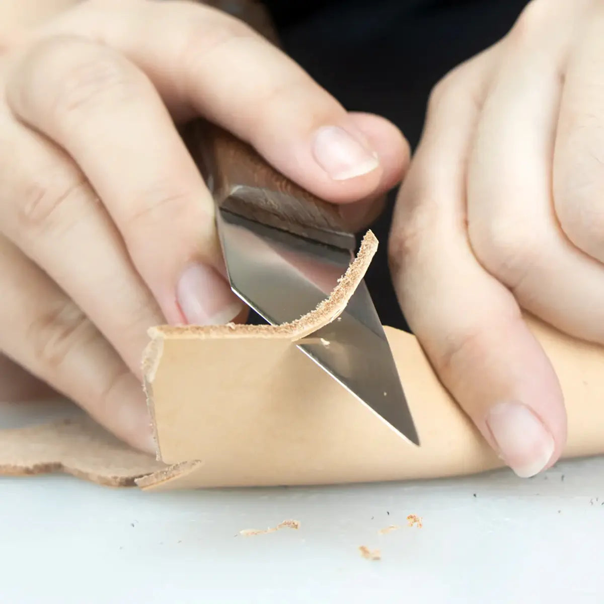 French Angled Trim Knife for Leathercraft and Shoemaking.