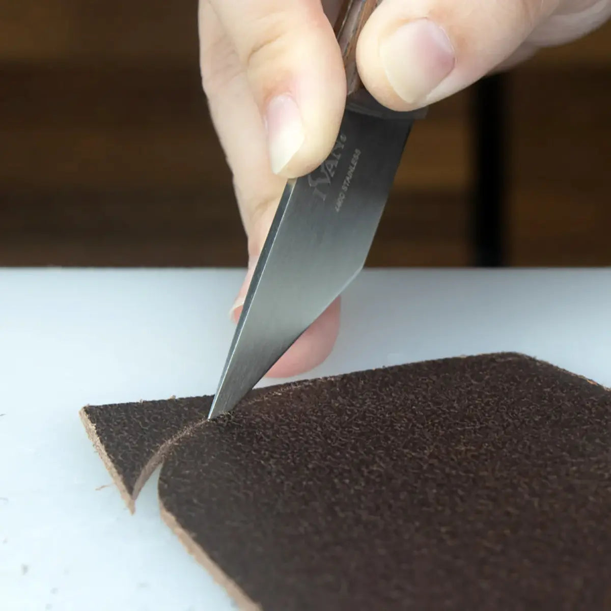 French Angled Trim Knife for Leathercraft and Shoemaking.