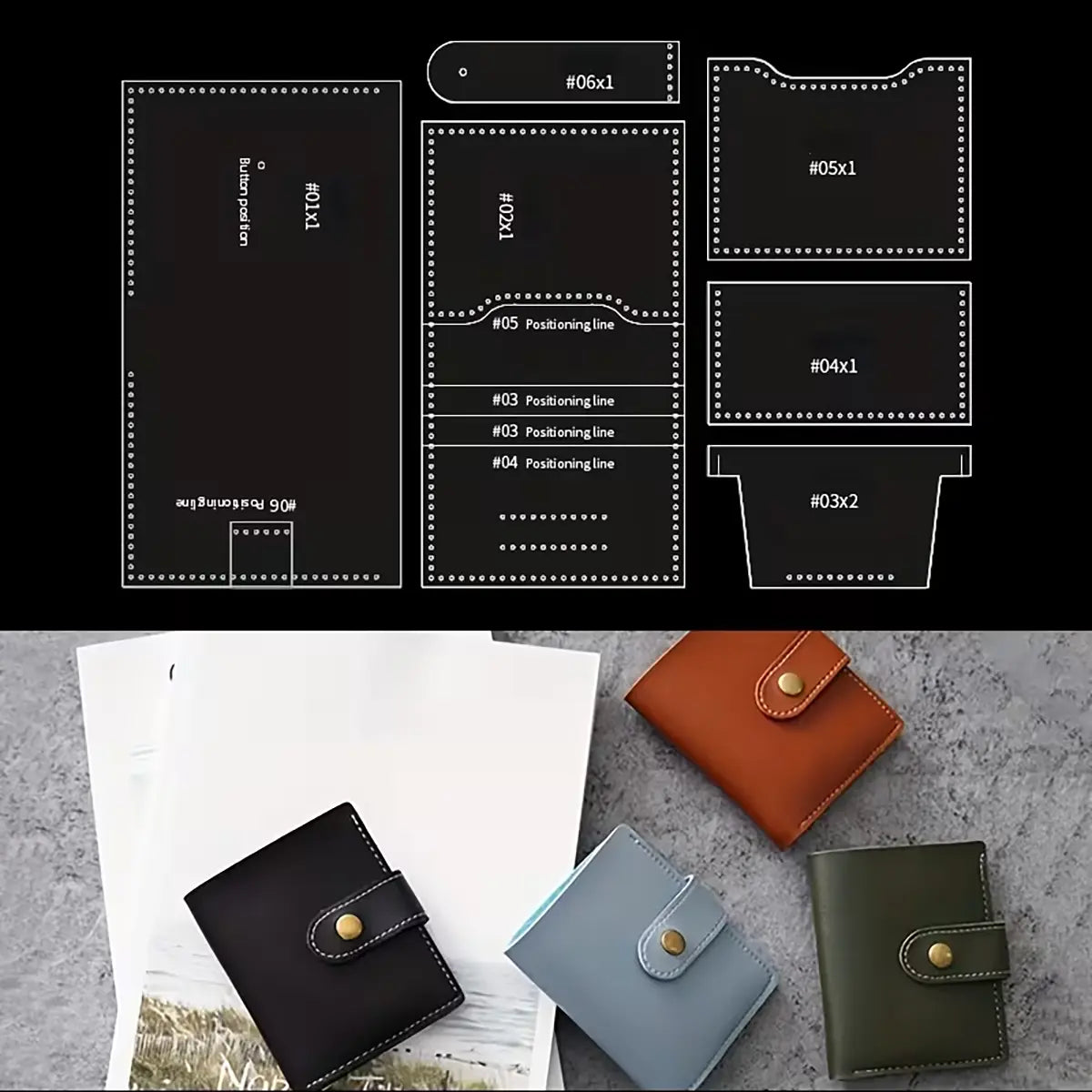 Snap Bifold Wallet Acrylic Template.