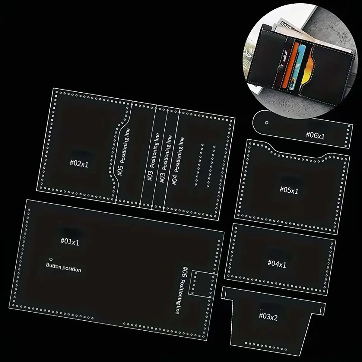 Snap Bifold Wallet Acrylic Template.
