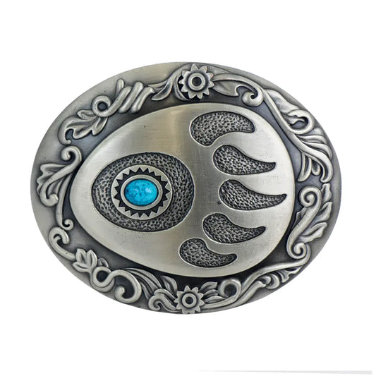 Turquoise Bear Paw Trophy Buckle - 1 1/2 Inch.