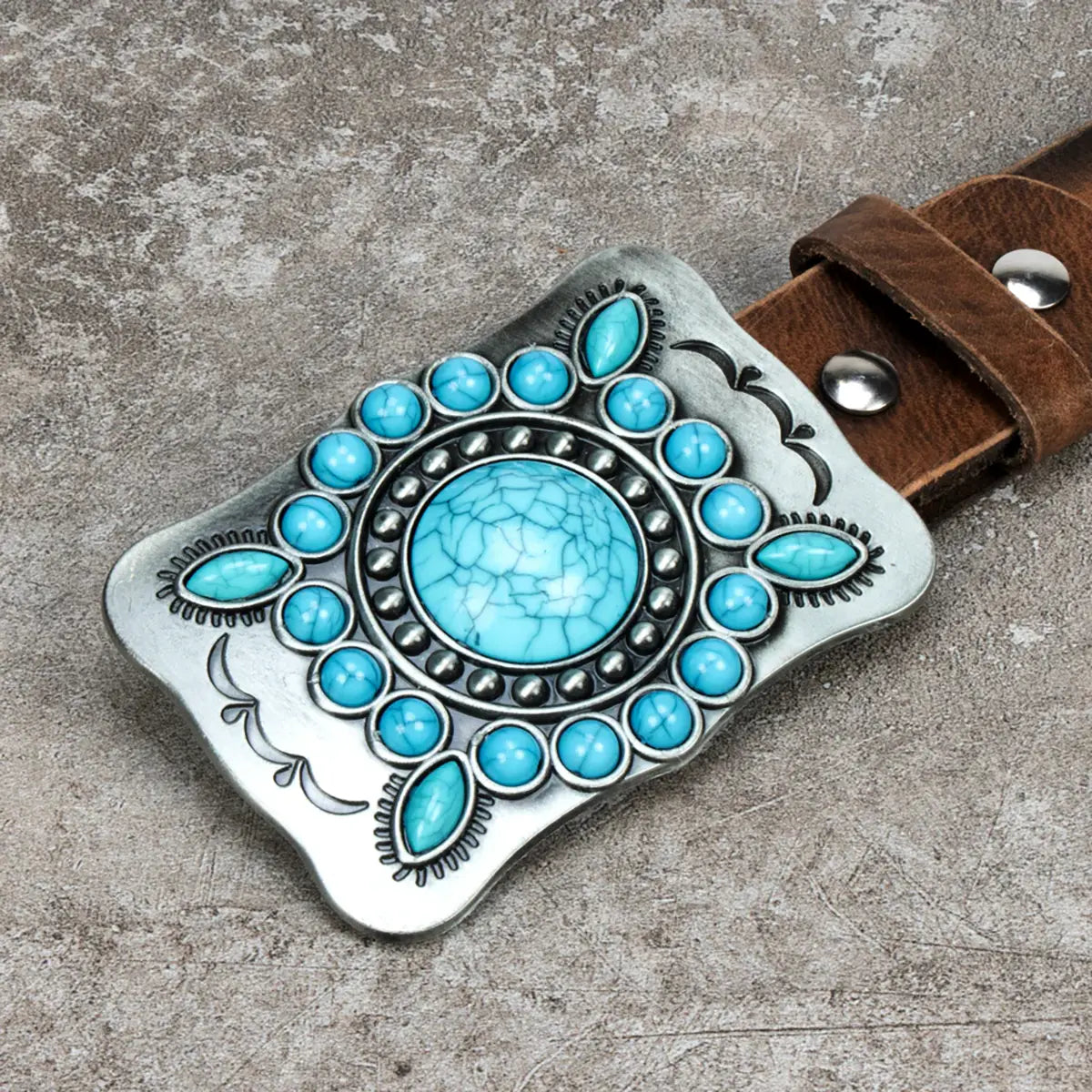 Turquoise Stone Plaque Trophy Buckle.