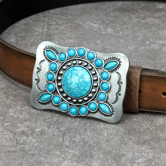 Turquoise Stone Plaque Trophy Buckle.