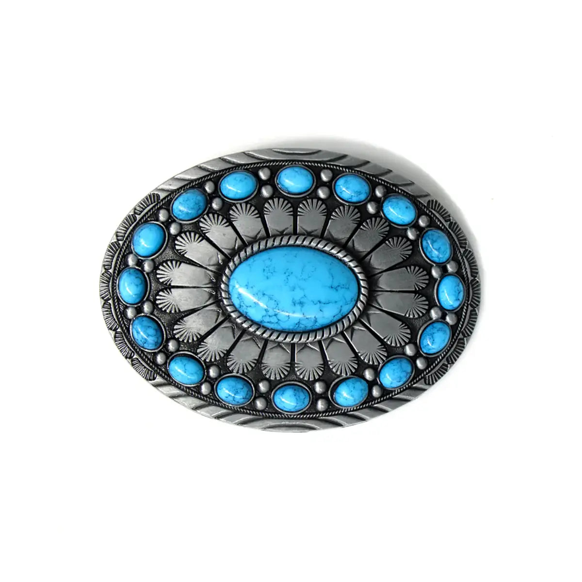 Turquoise Stone Oval Trophy Buckle.