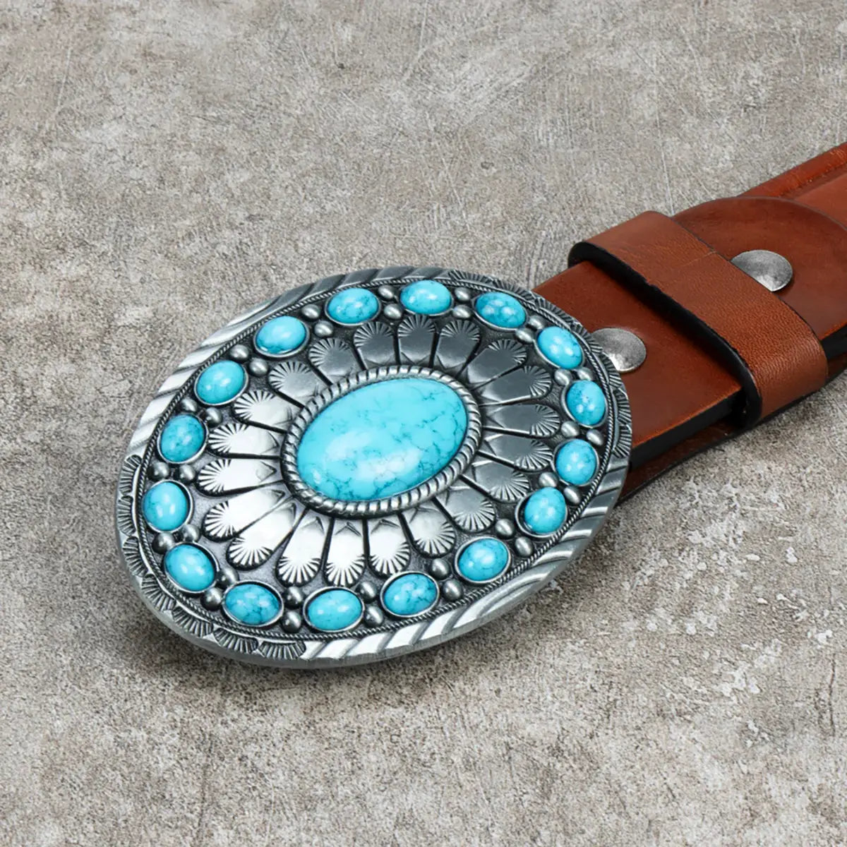 Turquoise Stone Oval Trophy Buckle.