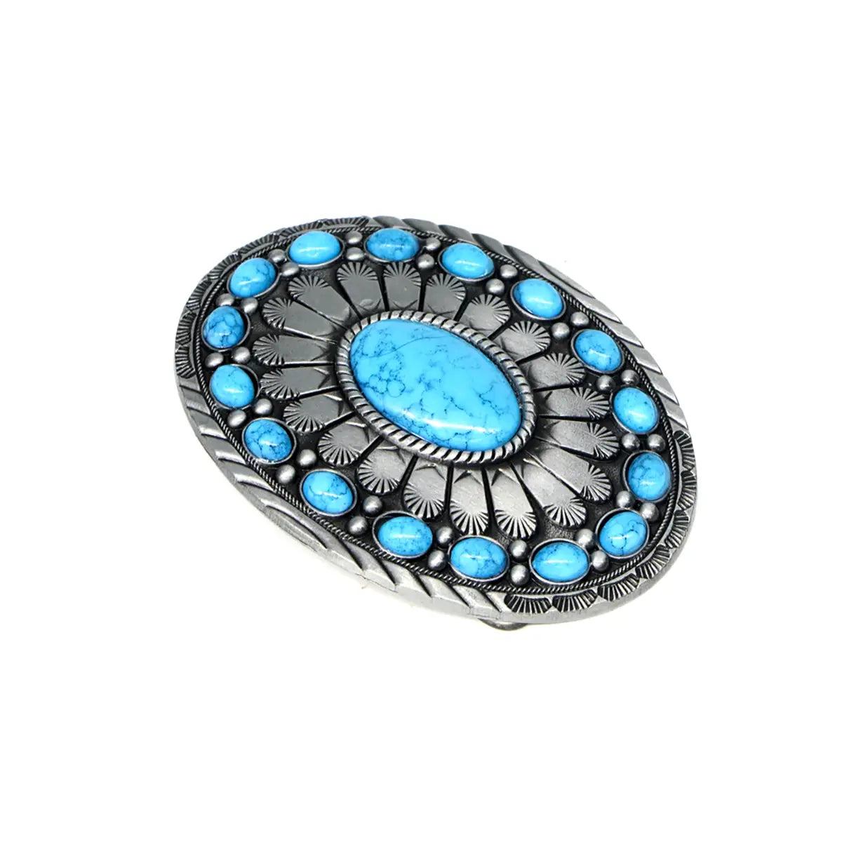 Turquoise Stone Oval Trophy Buckle.