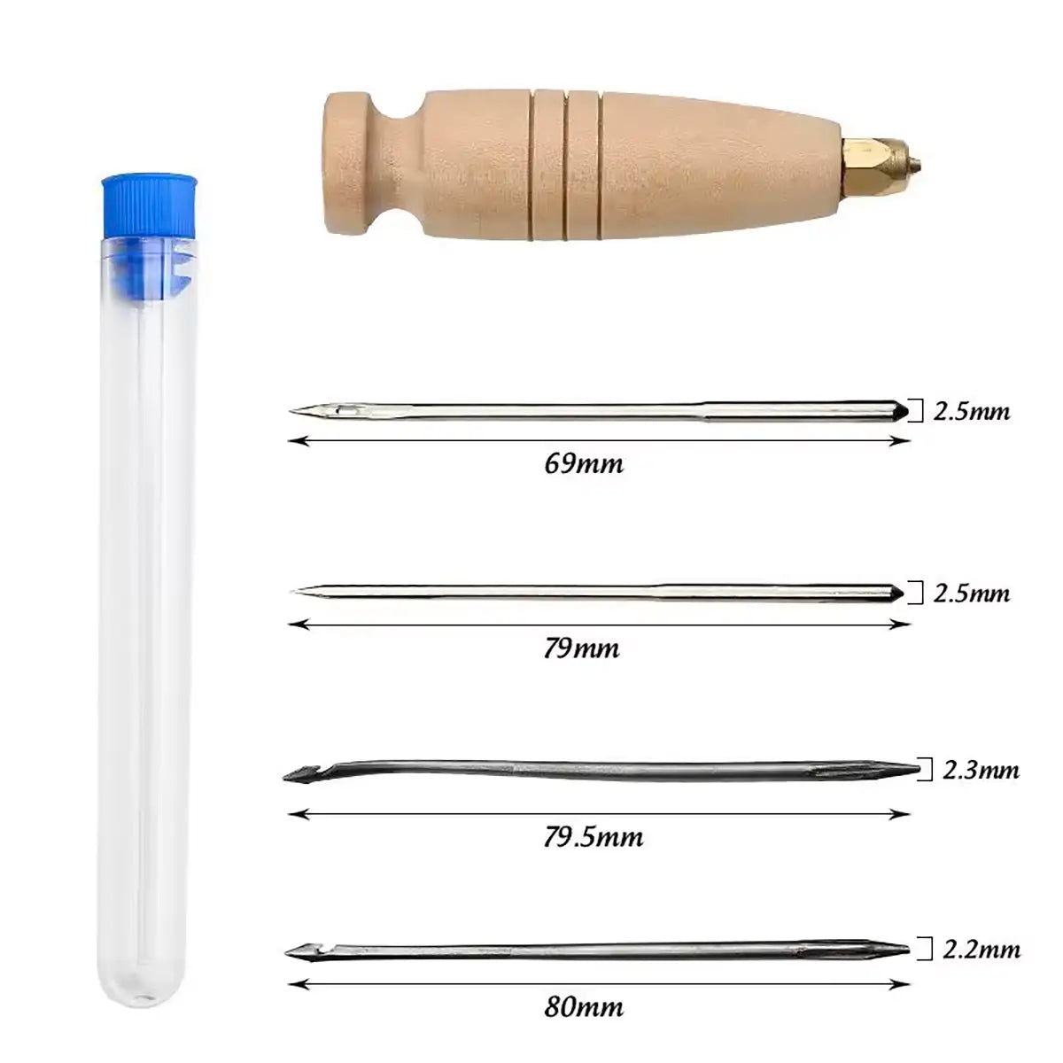 Wood Handle Leather Sewing Awl with 4 Awl Blades.