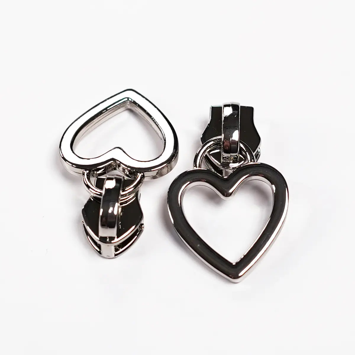 No 5 Metallic Nylon Heart Zipper Pulls 2 Pack
