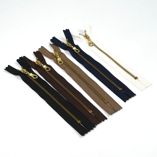 YKK 4.5 Brass Bag Zipper with Donut Pull 6 Inch.
