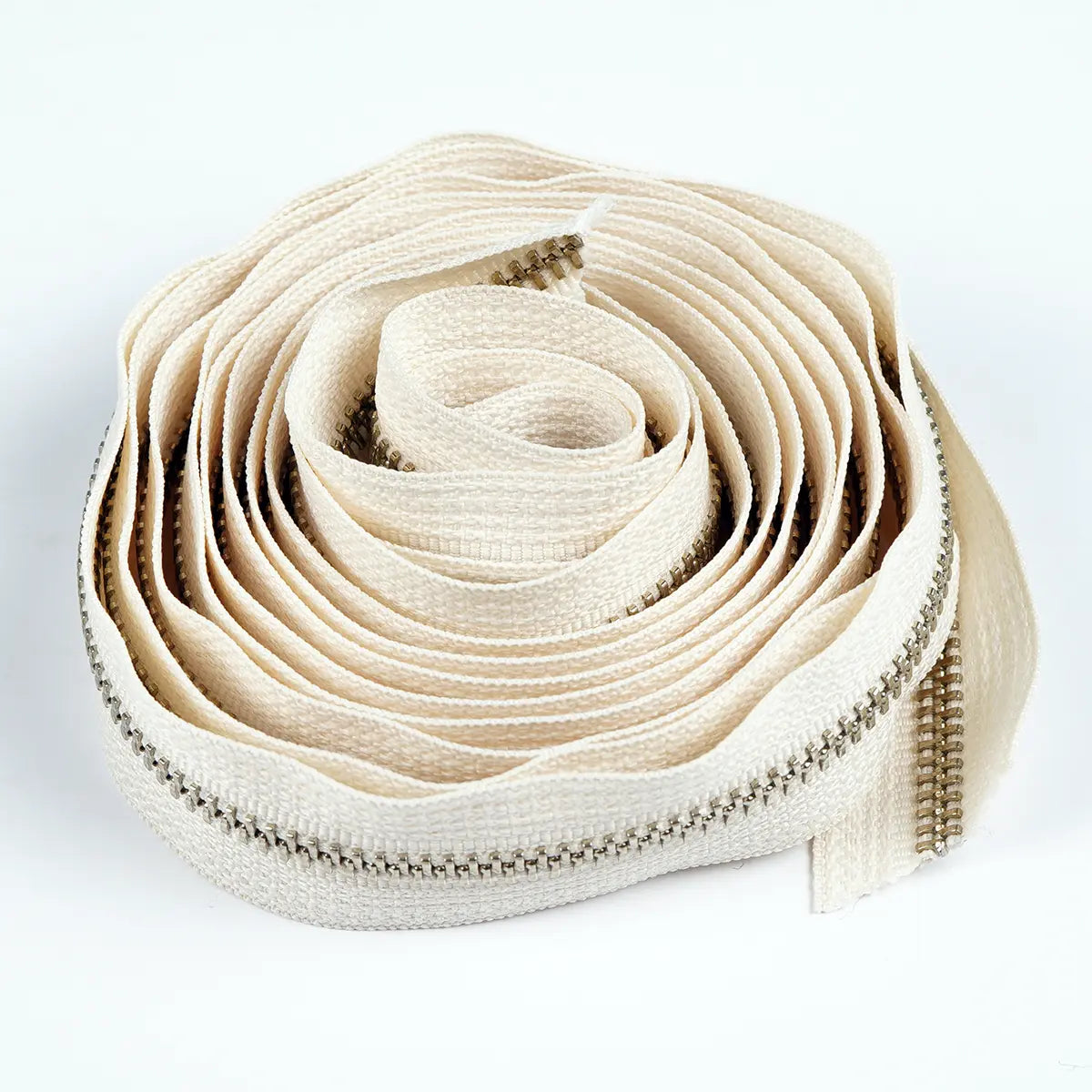 YKK No 5 Nickel Metal Zipper, 3 Yards, Natural Color.